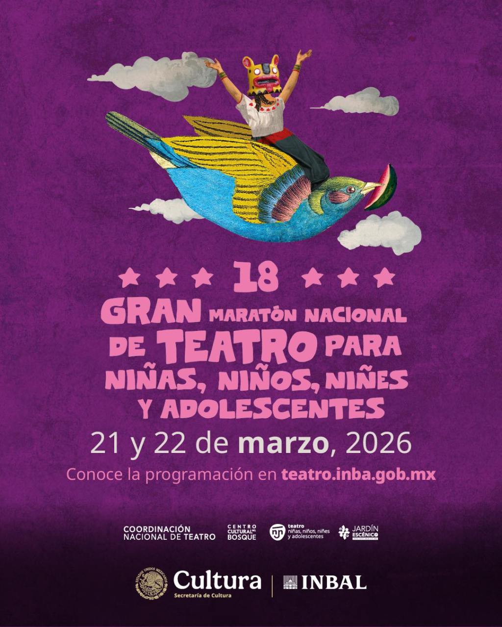 Una nueva aventura para los peques: 18° Gran Maratón Nacional de Teatro para niñas, niños, niñes y&nbsp;adolescentes.